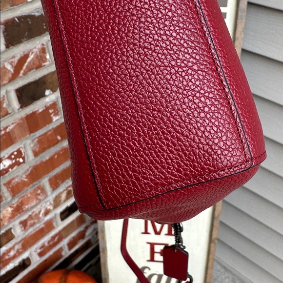 COACH CHAIN PRAIRIE SATCHEL BAG PEBBLED LEATHER - BURGUNDY/CHERRY RED - Picture 12 of 12